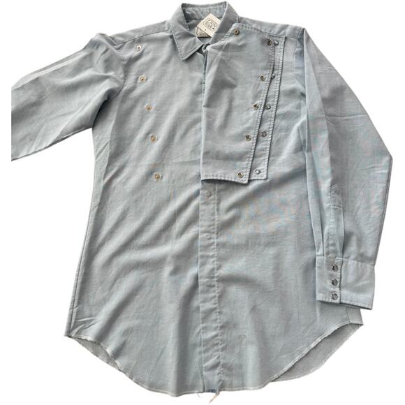 VTG H Bar C California Ranchwear Placket chambray  Bib long tail shirt medium - Picture 8 of 16
